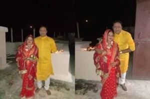 अवनीश कुमार श्रीवास्तव अपनी पत्नी के साथ( हेड कांस्टेबल लखनऊ)