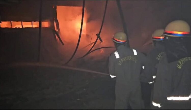 A massive fire broke out in a mattress factory in the industrial area causing chaos.