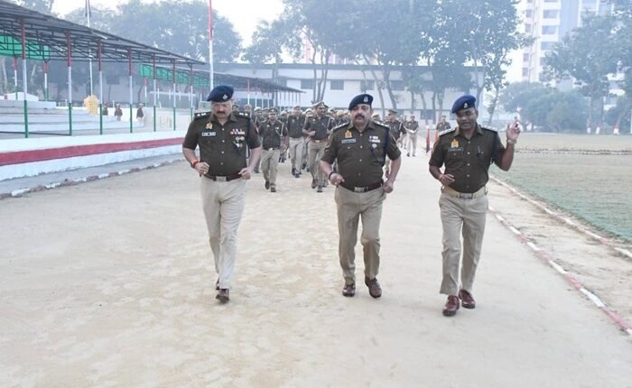 Rampur Superintendent of Police inspected the parade by taking salute in the police line.