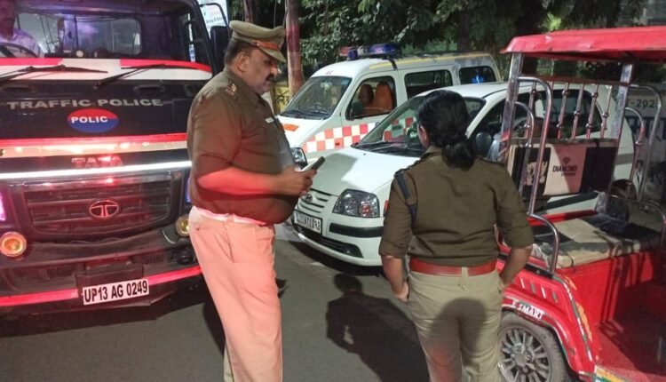 Speed check of vehicles of speeding drivers to prevent accidents