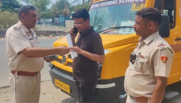 Faridabad: Action continues on school buses breaking rules, challan issued to 67