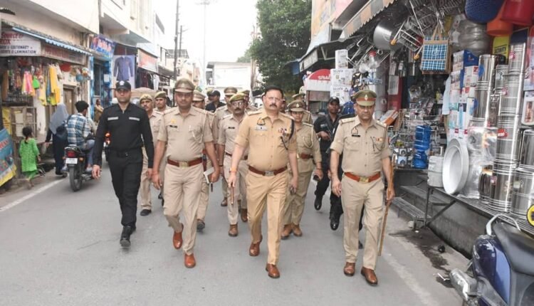 Rampur Police did foot patrolling to ensure the safety of the general public.