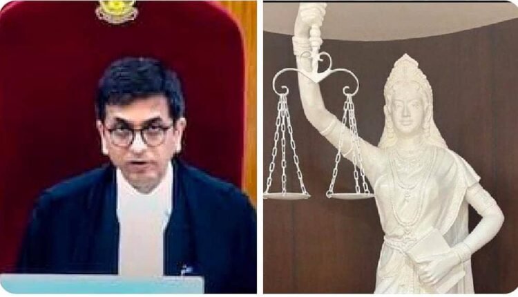 Now the law will not be blind, the blindfold was removed and the constitution was given in hand