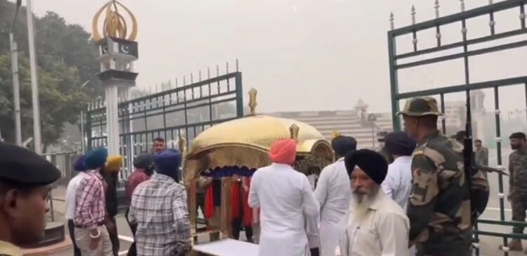 On the occasion of Gurupurab of Sri Guru Nanak Dev Ji, a palanquin in the form of Sri Guru Granth Sahib Ji was sent to Pakistan via Wagah border