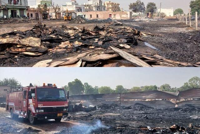 Bhiwadi Huge fire breaks out in a junk warehouse, losses worth lakhs