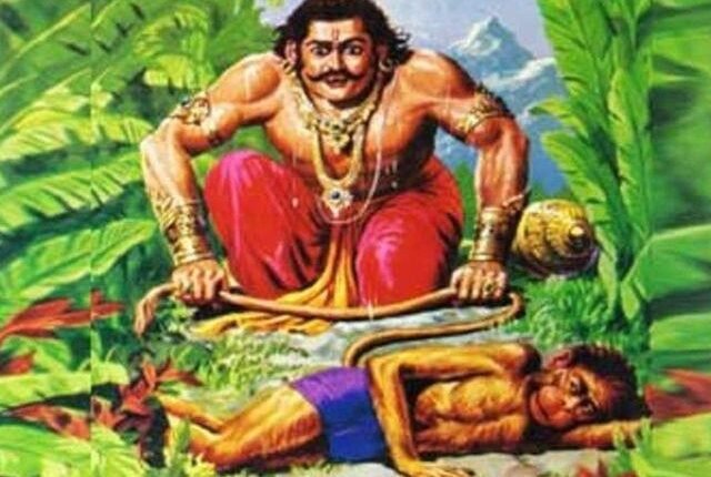 Meeting of Bhima and Hanuman When mighty Bhima could not even move the tail of Bajrangbali