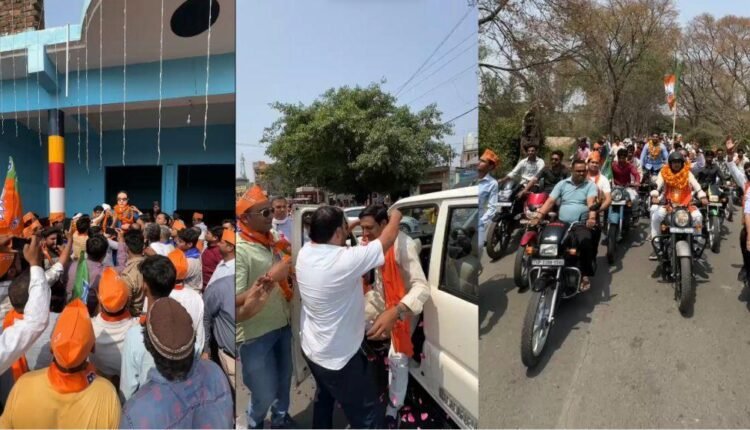 Rampur: On Baba Saheb's birth anniversary, BJP District President Harish Gangwar took out a bike rally, went door to door to do public relations