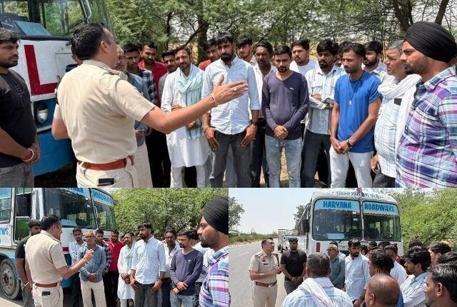 Traffic police station made drivers aware, gave information about road safety rules