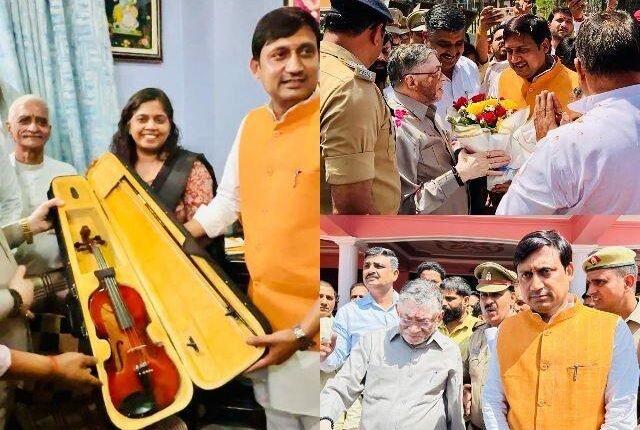 The Governor met the workers and honoured them, gifted violin in Rampur district