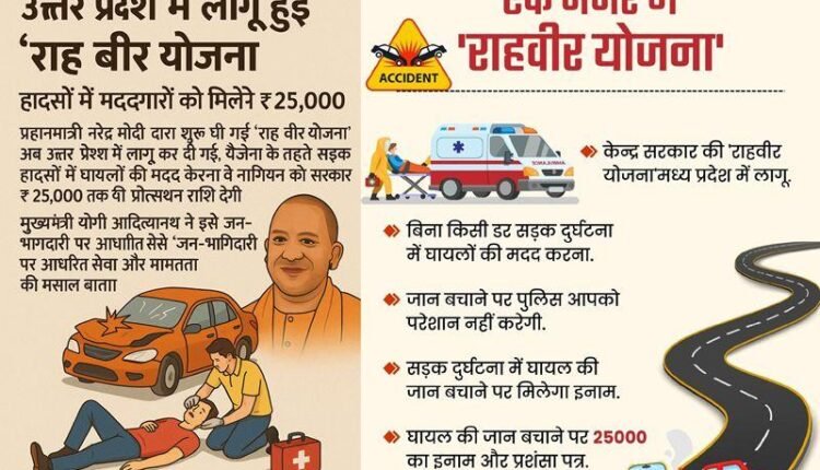 'Raah Veer Yojana' started in UP Those who help in road accidents will get ₹25,000