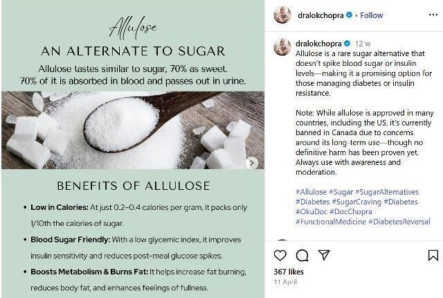 Cardiologist suggested a new sugar alternative 'Allulose', it neither increases sugar level nor reduces fat
