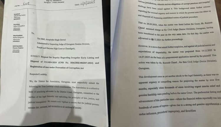 Jet speed judgement in lekh Buildtech a subsidiary of M3M and H.S.V.P,Gurgram raised eyebrows-Gurgram Bar urges Inspecting Judge of Punjab and Haryana High Court for Gurugram to probe.