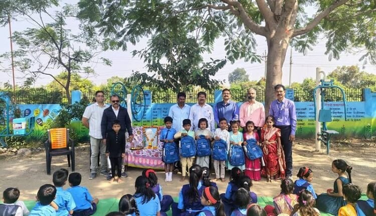 Adani Group initiative: Rural children at Gondkhairi site receive school bags and water bottles