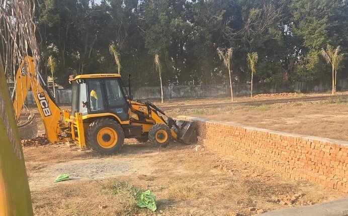 "The GDA's bulldozer demolished illegal colonies being developed on approximately 26 bighas of land in the Modinagar area."