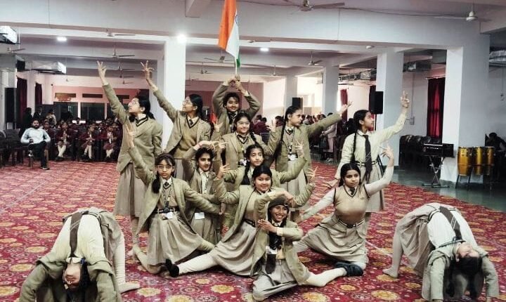 District-level Republic Day celebrations: Students gave cultural performances for team selection.
