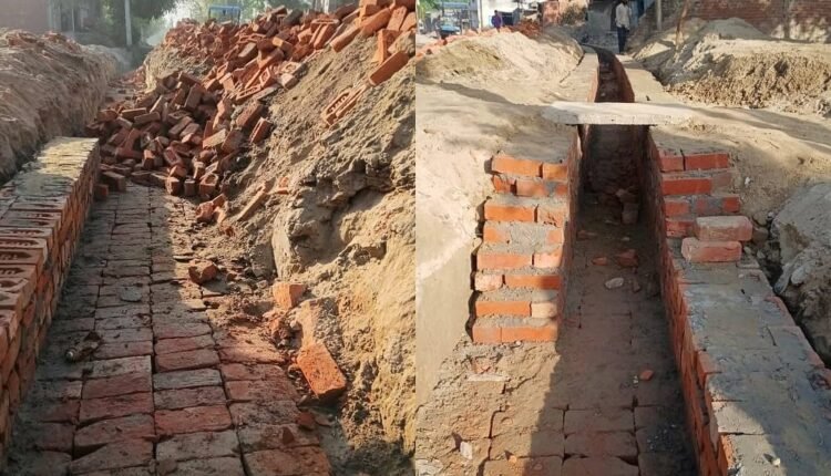 Drain under construction in Gram Panchayat Chandpura Gaupura.