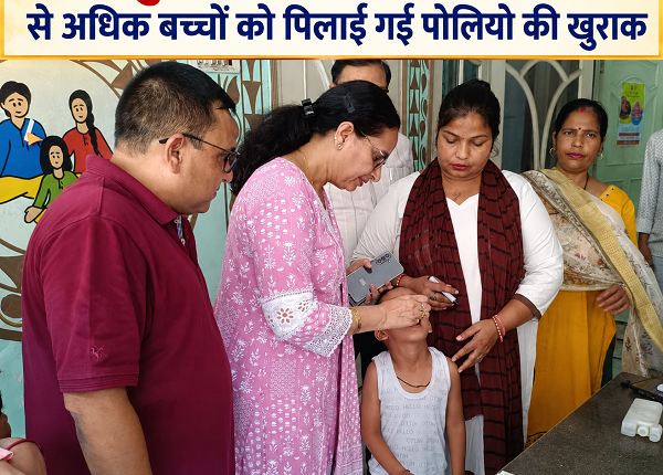 Pulse Polio campaign launched in the district; over 1.55 lakh children administered polio drops on the first day.