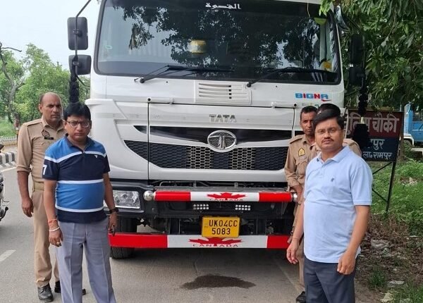 Transport Department cracks down on overloaded vehicles; 4 dumpers seized, fines totaling ₹3.52 lakh imposed.