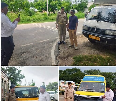 Budaun: 3 school vehicles seized and 8 challaned under the 'Safe Future' campaign; action also taken against 5 overloaded goods vehicles.