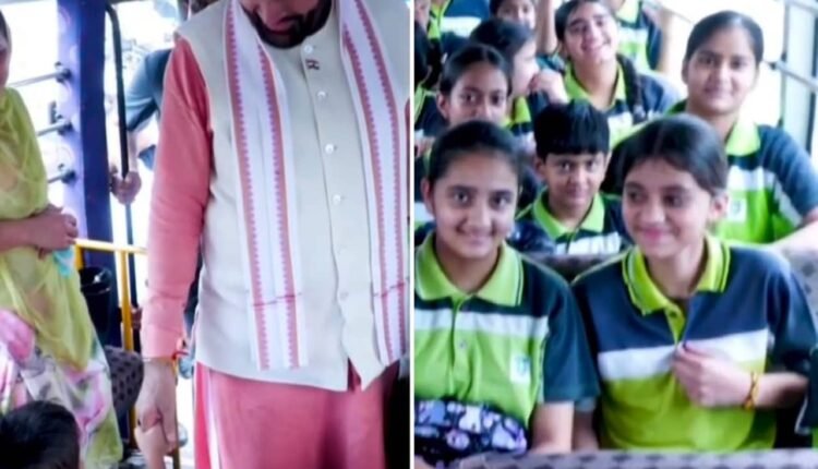 cm-nayab-singh-saini-school-bus-children-kaithal