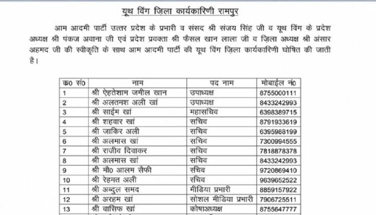 aap-rampur-youth-wing-district-committee-announced