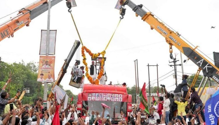 akhilesh-yadav-pda-rath-yatra-bulldozer-welcome-rae-bareli-up-politics-2027