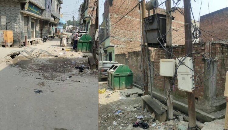 rampur-ward-40-road-damage-electricity-poles