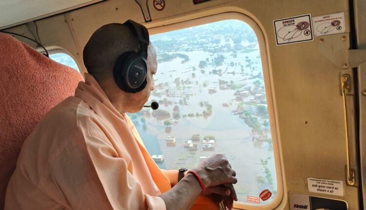 lucknow flood yogi aerial survey faizullaganj naimish embankment